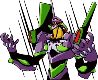 👿 Eva-01 Neon Genesis Evangelion anime, mecha, evangelion, eva-01, robot, purple, green telegram sticker