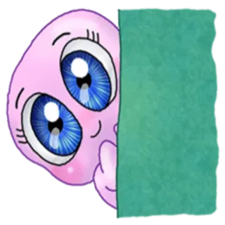 👁 mignon, personnage, rose, yeux bleus, regard, monstre telegram sticker