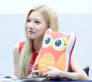 😀 femme, hibou, portrait, coréen, idole, coussin, blonde telegram sticker
