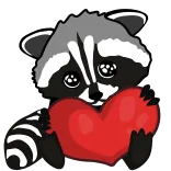 ❤️ 浣熊, 心, 动物, 可爱, 贴纸 whatsapp sticker