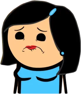 😢 Cyanide and Happiness, dessin animé, femme, triste, contrariée, émotionnel, expression du visage whatsapp sticker