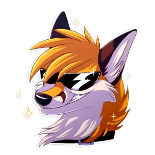 😎 renard, anthropomorphe, animal, dessin animé, lunettes de soleil, personnage, poilu telegram sticker