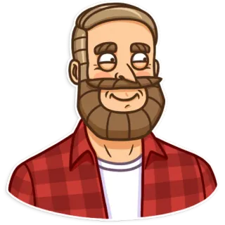 😗 pria, jenggot, penebang kayu, kartun, stiker, laki-laki, orang telegram sticker