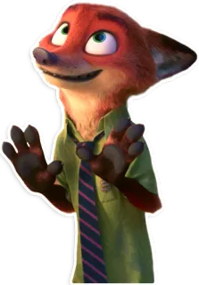 🖐 Nick Wilde Zootopia cartoon, fox, nick wilde, zootopia, disney, animation, animal, funny telegram sticker