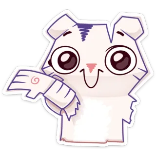 💪 tier, katze, süß, cartoon, aufkleber, weiße katze telegram sticker
