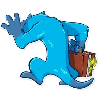 👜 Cartoon, Monster, Blau, Laufend, Hülle, Geld telegram sticker