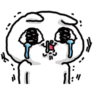 ❤ triste, llorando, lágrimas, dibujos animados, conejo, blanco, emocional, molesto telegram sticker