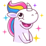 🦄 Unicorn, Kartun, Fantasi, Lucu, Sihir telegram sticker