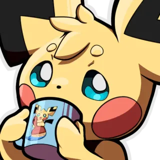 ☕️ Pichu Pokemon T pichu, pokemon, drinking, coffee, cute, anime, mug, yellow, nintendo telegram sticker
