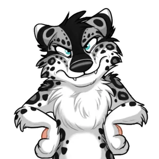 😠 Furry, Leopardo, Desenho animado, Sorriso sarcástico, Animal, Antropomórfico, Fofo telegram sticker