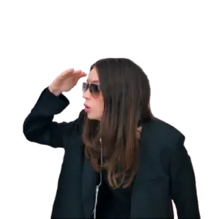 👀 woman, sunglasses, looking, person, jacket, style telegram sticker