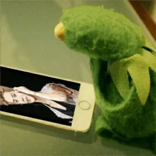 😮 Kermit kermit la rana, meme, burattino, telefono, muppet whatsapp sticker