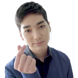💕 persona, corazón con dedos, coreano, asiático, hombre, sonriendo whatsapp sticker
