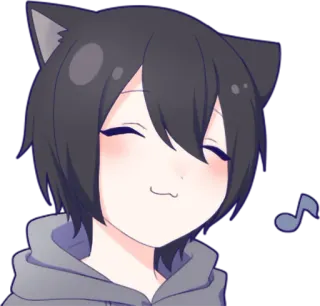 ☺️ Anime, Orejas de gato, Lindo, Dibujos animados, Kawaii, Feliz telegram sticker