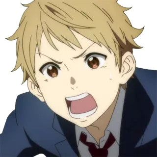 😡 Anime, Ragazzo, Uniforme scolastica, Arrabbiato, Urlare telegram sticker