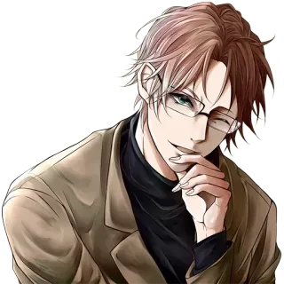 😎 动漫, 角色, 男性, 眼镜, 眨眼 telegram sticker