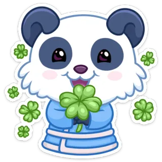 🍀 panda, naklejka, kreskówka, szczęście, koniczyna, czterolistna koniczyna, słodki, zwierzę telegram sticker