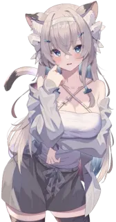😍 animé, fille chat, mignon, art numérique, dessin animé, kawaii telegram sticker