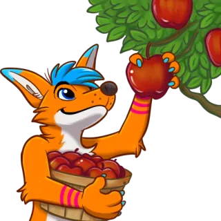 🍎 renard, pomme, récolte, automne, fruit, panier whatsapp sticker