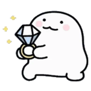 💬 милый, мультик, бриллиант, кольцо, персонаж, блеск whatsapp sticker