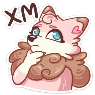 🤔 XM perro, lindo, rosa, corazón, dibujos animados, pegatina telegram sticker