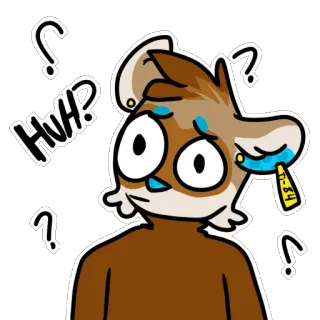 ❓ HUH? dessin animé, question, confus, animal, marron, poilu, hein whatsapp sticker