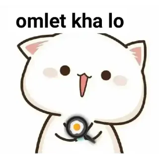 🏵 omlet kha lo cat, omelet, eat, food, cute telegram sticker