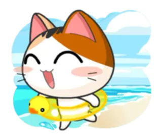 🏖 cat, beach, summer, duck, swim ring, cute telegram sticker