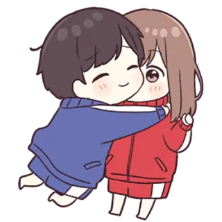 💙 hug, couple, love, cute, cartoon, anime whatsapp sticker