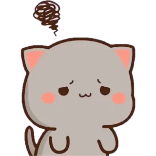 😗 kucing, sedih, bingung, kartun, stiker, lucu, kucing abu-abu telegram sticker
