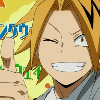 ⚡️ Denki Kaminari My Hero Academia Anime, Denki Kaminari, My Hero Academia, Personaje, Guiño, Electricidad whatsapp sticker