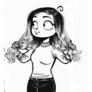 ☺️ Mädchen, Haare, Cartoon, Zeichnung, Frau, Porträt telegram sticker