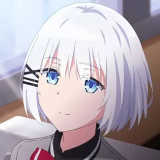 🍁 Anime, Garota, Cabelo branco, Uniforme escolar, Fofa telegram sticker