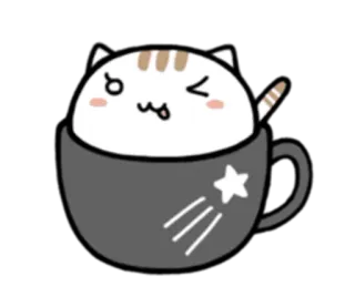 💫 Katze, Tier, Kawaii, Tasse, Süß, Stern, Illustration telegram sticker