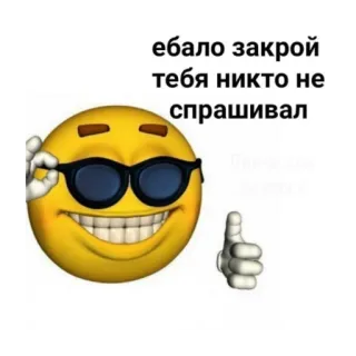 😎 ебало закрой тебя никто не спрашивал emoji, sunglasses, offensive, russian, slang telegram sticker
