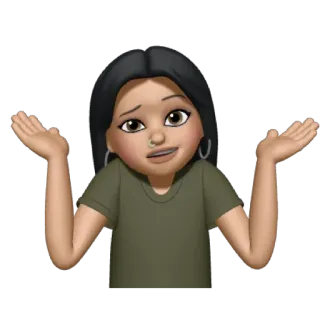 🏹 이모지, 어깨 으쓱, 여자, 의심, 질문 telegram sticker