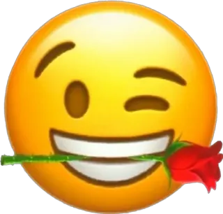 🌹 อิโมจิ, ดอกไม้, ดอกกุหลาบ, ขยิบตา, ยิ้ม, โรแมนติก telegram sticker