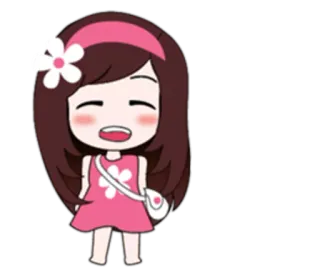 😬 卡通, 女孩, 花, 裙子, 可爱, 快乐 whatsapp sticker