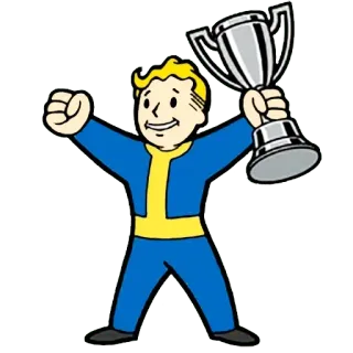 🏆 Vault Boy Fallout videospiel, trophäe, gewinner, fallout, vault boy telegram sticker