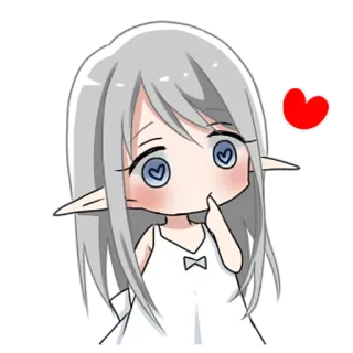 😳 アニメ 女の子, ちび, エルフ, ハート, 可愛い, 漫画 telegram sticker
