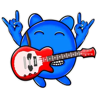 🤘 Cartoon, Gitarre, Musik, Rock, Handzeichen, Rock on telegram sticker