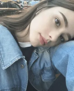 ⭐ woman, portrait, girl, denim jacket, casual, female, face telegram sticker