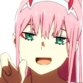 😏 Zero Two Darling in the Franxx anime, zero two, darling in the franxx, pinke haare, charakter, hörner telegram sticker