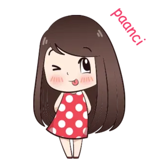 😋 cartoon, cute, girl, dress, wink telegram sticker