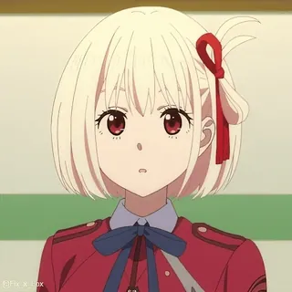 👍 Chisato Nishikigi Lycoris Recoil อนิเมะ, ผู้หญิง, ผมบลอนด์, น่ารัก, Lycoris Recoil, Chisato Nishikigi telegram sticker