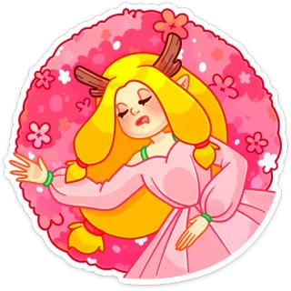 😴 elfo, fantasía, bosque, magia, ciervo, dibujos animados, hada, naturaleza telegram sticker