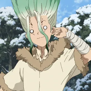 🔬 Senku Ishigami Dr. Stone Аниме, Мультфильм, Ученый, Взволнованный, Смешной whatsapp sticker
