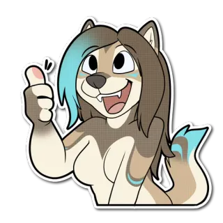 👍 Antro, Furry, Joinha, Desenho animado, Cachorro, Positivo telegram sticker