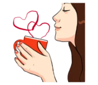 💕 mujer, café, té, amor, corazones, bebida, taza telegram sticker