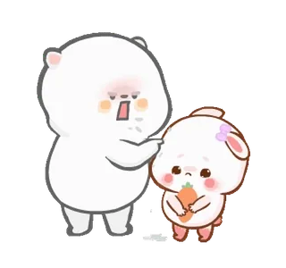 ⭐ fofo, urso, coelho, kawaii, animais, cenoura, casal whatsapp sticker